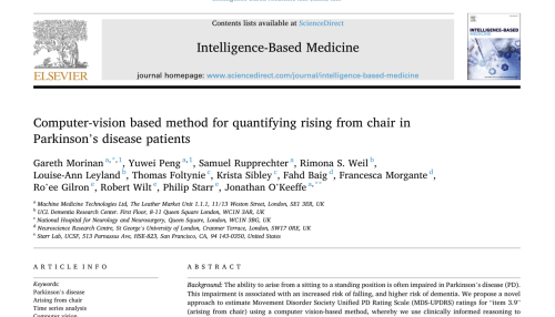 Computer-vision based method for quantifying rising from chair in Parkinson's disease patients